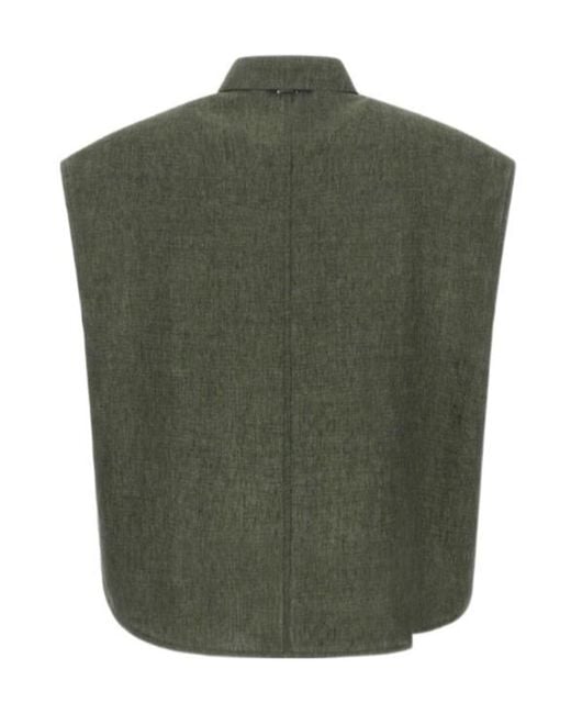 Herno Green Concealed-Fastening Sleeveless Shirt
