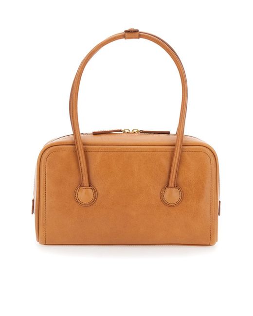 MARGE SHERWOOD Brown Soft Boston Small Shoulder Bag