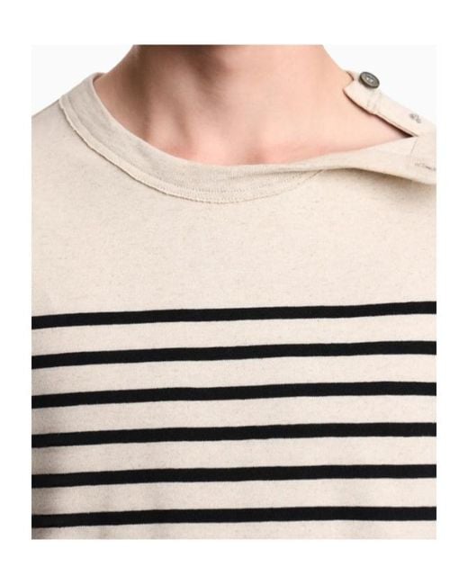 Emporio Armani Natural Apos;S Striped Cotton-Linen Jersey Sweater for men