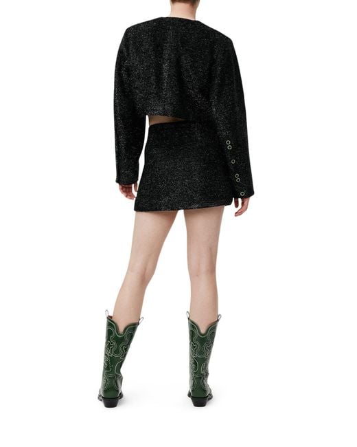 Ganni Black Button-Up Cropped Jacket