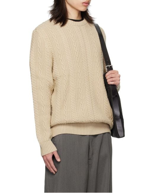 Barbour Natural Cable-Knit Crew-Neck Sweater for men