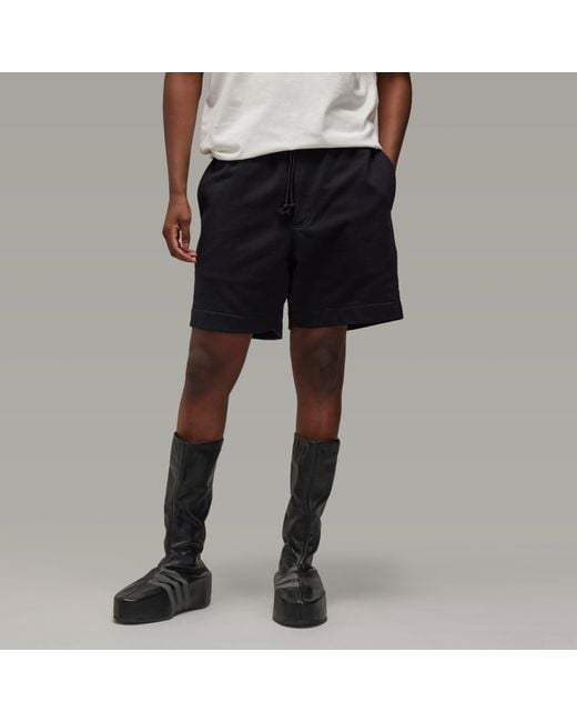 Y-3 Black French Drawstring Terry Track Shorts for men