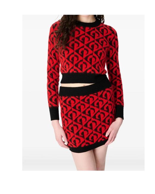 MARINE SERRE Red Moon Lozenge-Knit Sweater