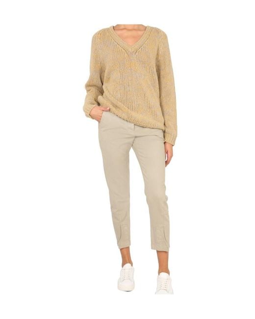 Aspesi Natural Long-Sleeved V-Neck Knit Jumper