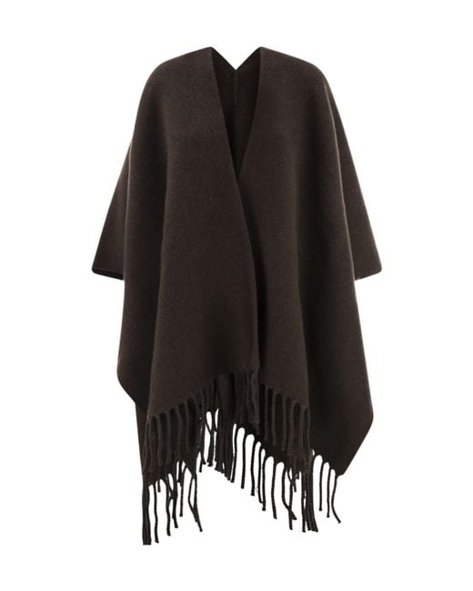 Brunello Cucinelli Black Fringed-Edge Knitted Cape