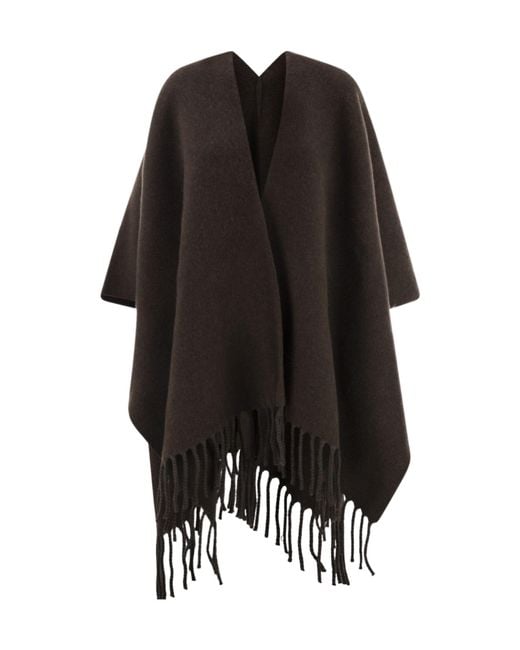 Brunello Cucinelli Black Fringed-Edge Knitted Cape