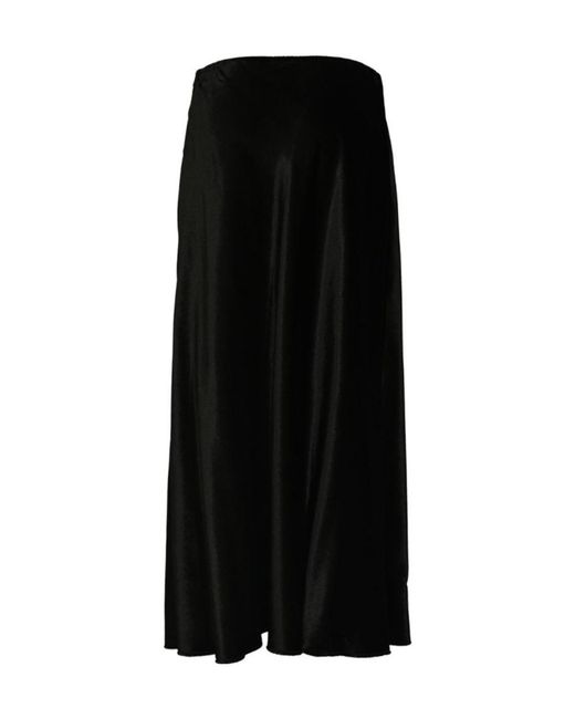 Alberta Ferretti Black Satin Midi Skirt