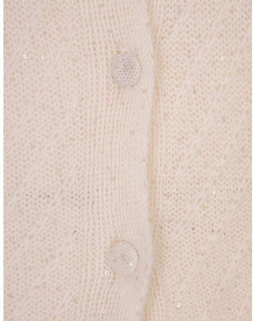 Fabiana Filippi Natural Long-Sleeved Knitted Cardigan