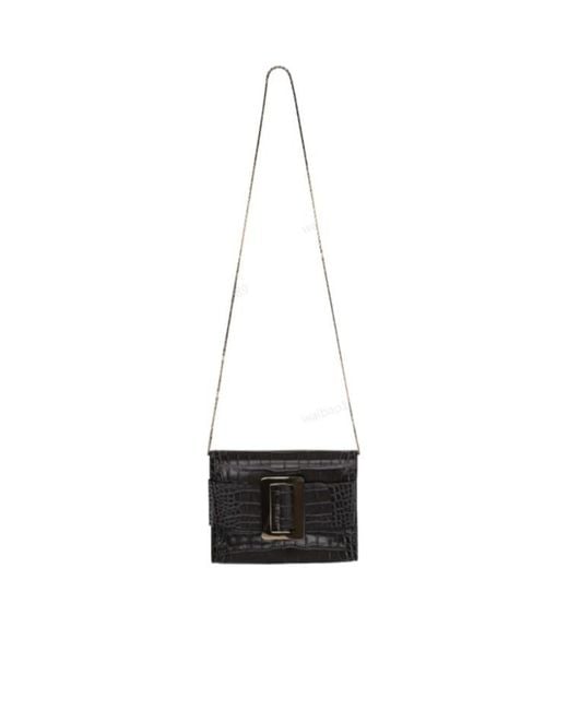 Boyy White Buckle Detailed Embossed Crossbody Bag