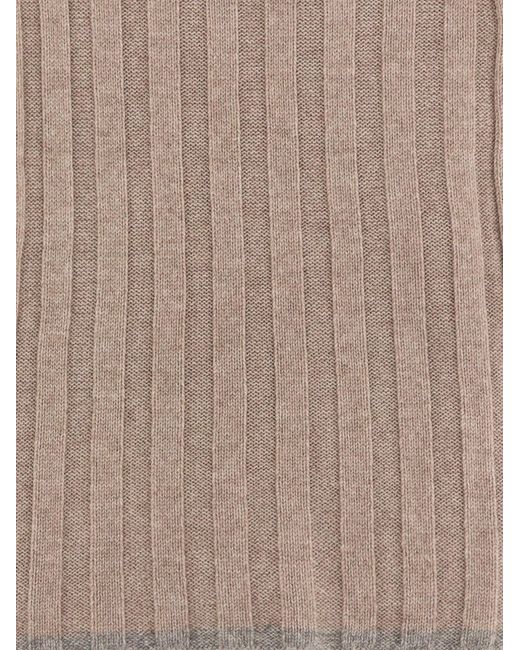 Brunello Cucinelli Natural Knitted Finished Edge Scarf for men