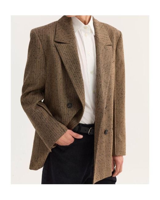 Rohe Brown Double Breasted Herringbone Jacket