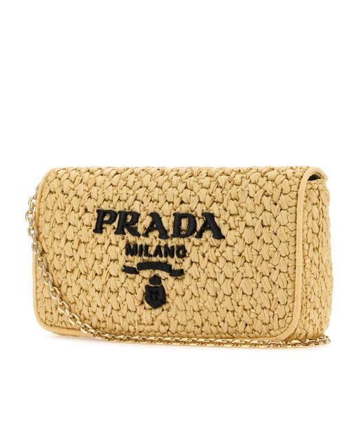 Prada Metallic Logo-Embroidered Chain-Linked Crochet Shoulder Bag