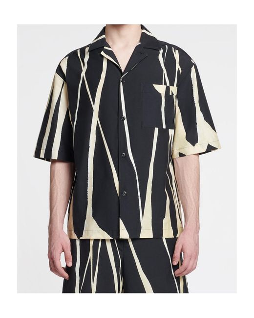 Nanushka Black Short-Sleeve Abstract-Print Shirt for men