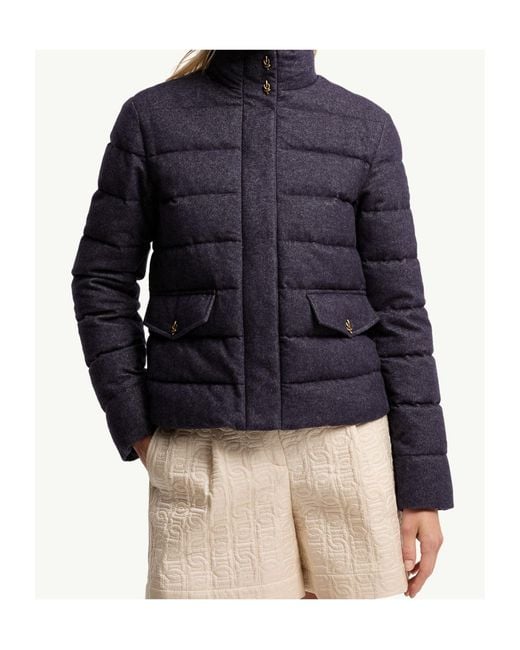 Moncler Blue Bessettez Cotton Short Down Jacket