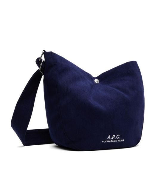 A.P.C. Blue Logo-Print Shoulder Bag for men
