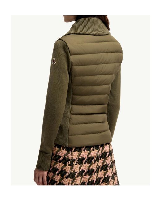 Moncler Green Padded Zip-Up Wool Cardigan