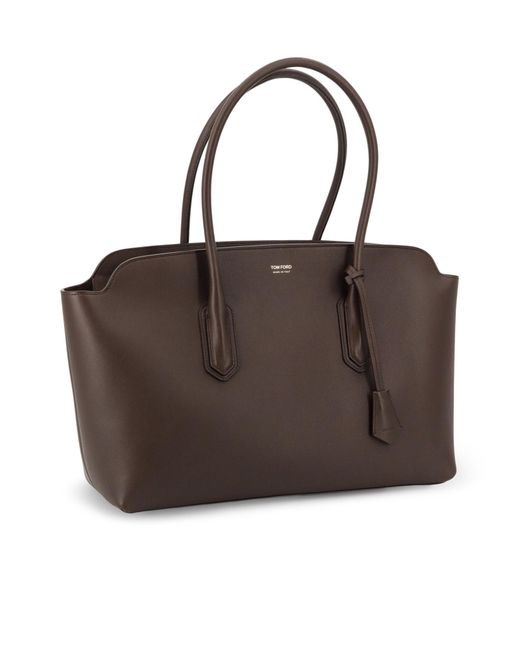 Tom Ford Brown Logo Stamp Large Shoulder Bag