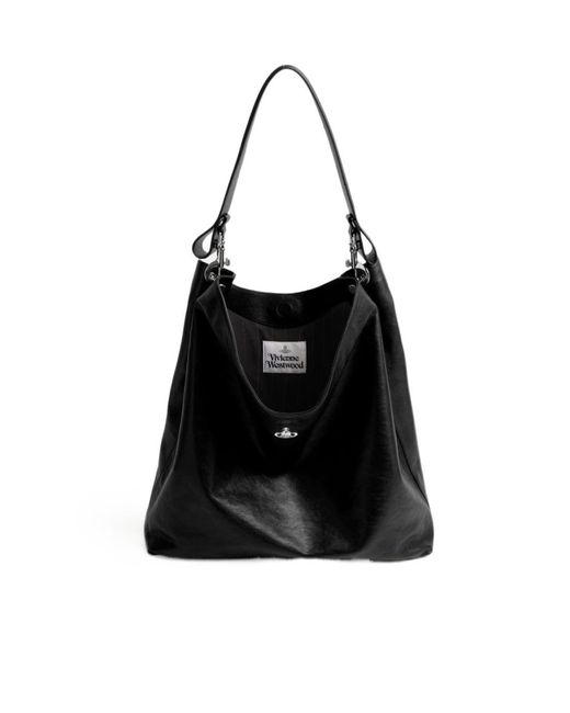 Vivienne Westwood Black Lottie Large Shoulder Bag