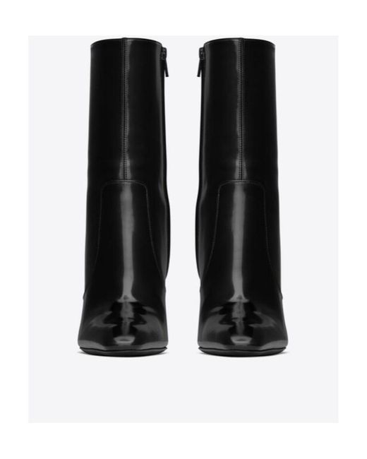 Saint Laurent Black Auteuil Pointed Toe Ankle Boots