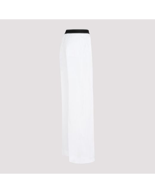 Prada White Logo Wide-Leg Casual Pants
