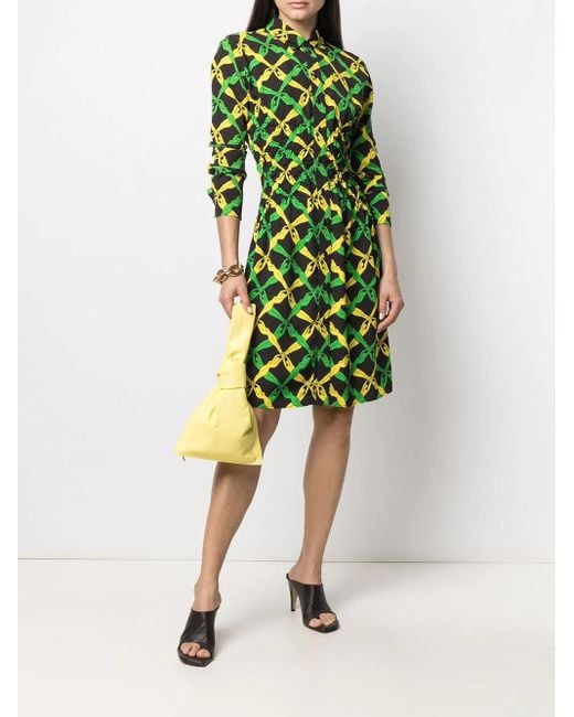 Bottega Veneta Green Graphic Printed Regular Fit Shirt Dress