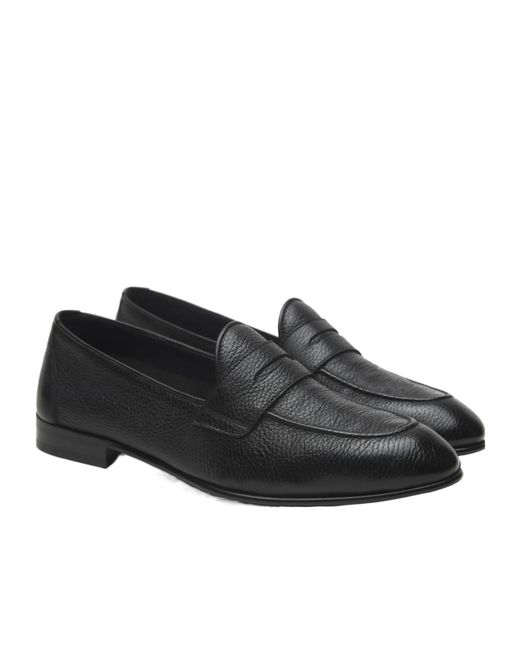 Brioni Black Deerskin Leather Appia Penny Loafers for men