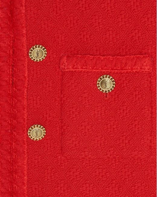 Saint Laurent Red Button-Fastening Single-Breasted Coat