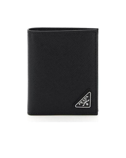 Prada Black Triangle Logo Bifold Wallet for men