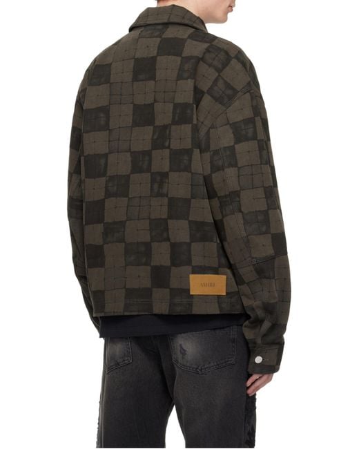 Amiri Gray Checked Denim Jacket for men