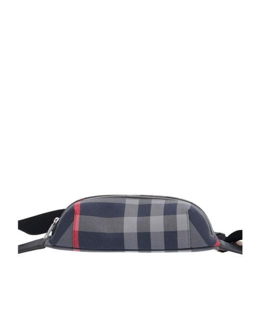 Burberry Blue Check Pattern Zipped Belt Bag for men