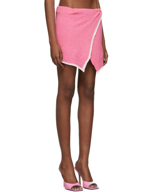 Jacquemus Pink Twisted-Wrap Knitted Mini Skirt