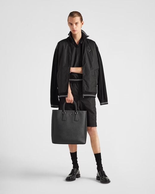 Prada Blue Triangle-Logo Zipped Coat for men