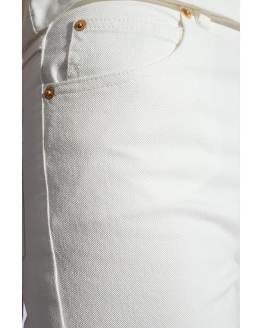 Balmain White High Waist Slim Fit Jeans