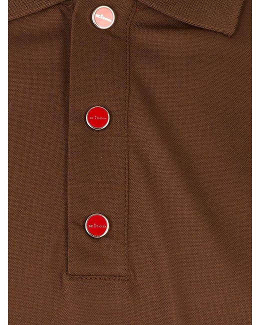 Kiton Brown Short-Sleeve Polo Shirt for men