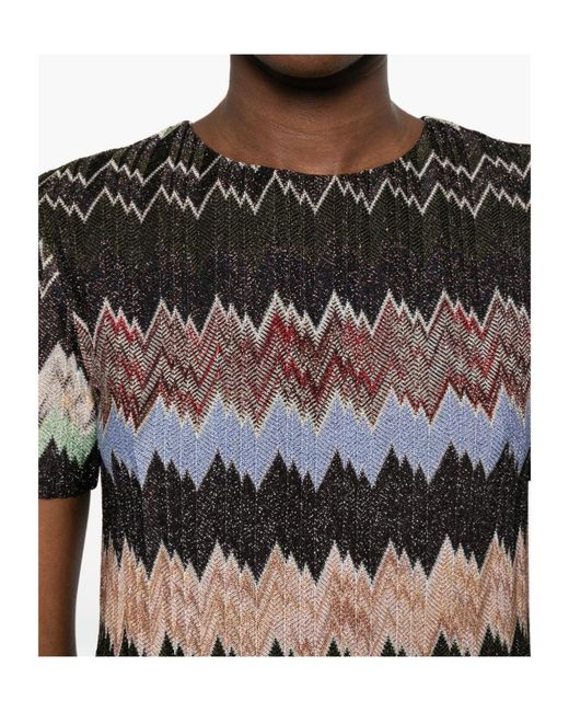 Missoni Gray Short Dress Zigzag Knit Round Neckline