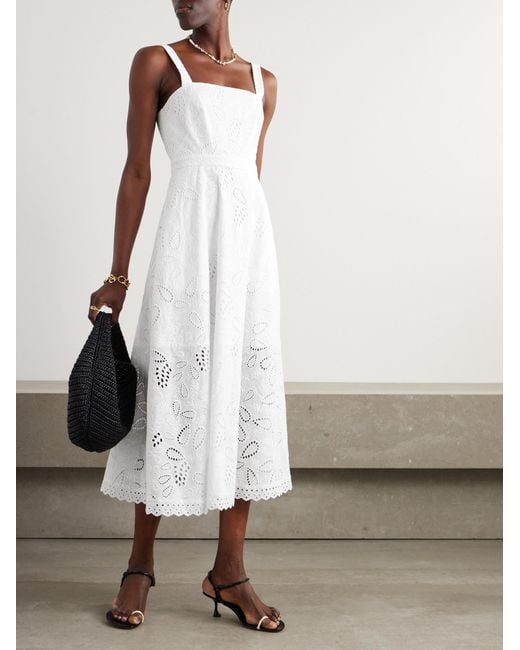 Saloni White Minimalist Embroidered Dress