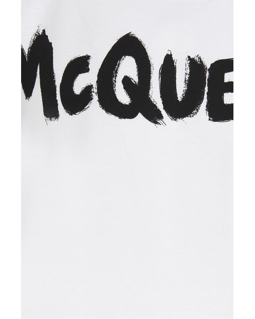 McQueen White Graffiti Logo Crewneck T-Shirt for men