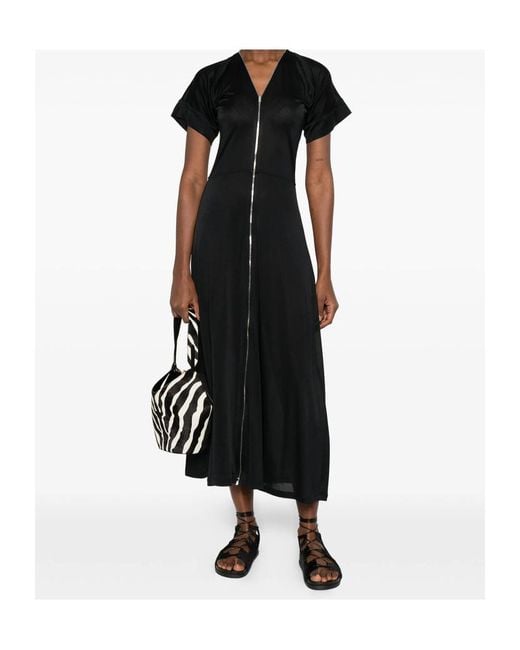 Lemaire Black V-Neck Zipped Dress