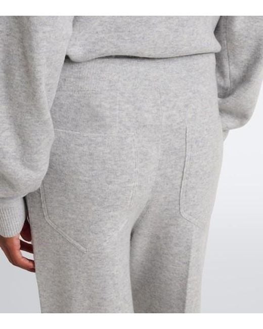 Victoria Beckham Gray Wool And Cashmere Wide-Leg Pants