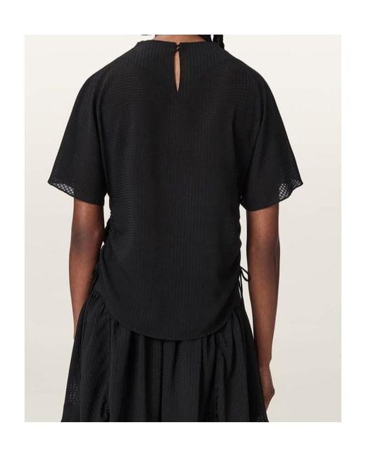 AllSaints Black Short-Sleeved High-Neck Top