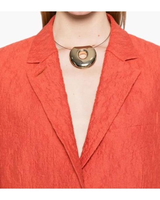 Harris Wharf London Red Crinkled Shoulder-Pads Blazer
