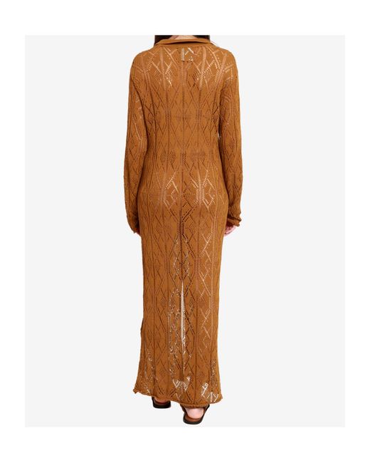 Semicouture Brown Button Long-Sleeved Dress