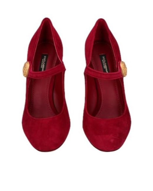 Dolce & Gabbana Red Roundtoe Mary Jane Flats