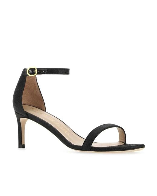 Stuart Weitzman Black Nunakedstraight Glitter Sandals