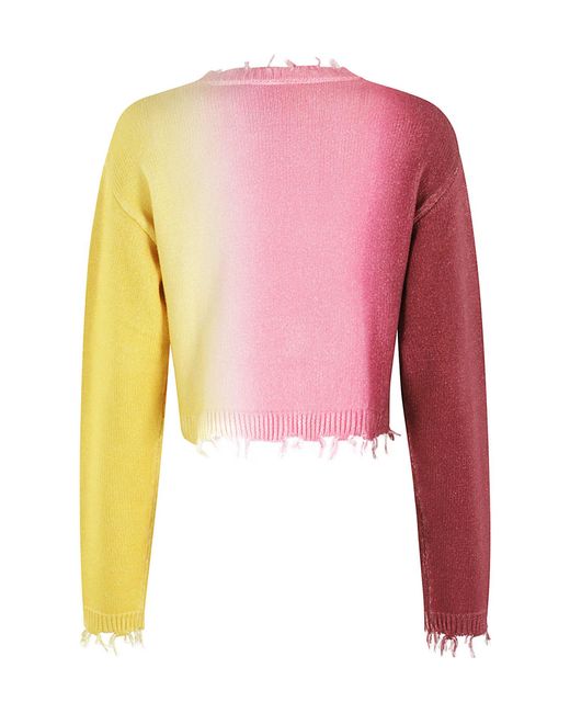 Semicouture Pink Knit Sweater With Worn Neck