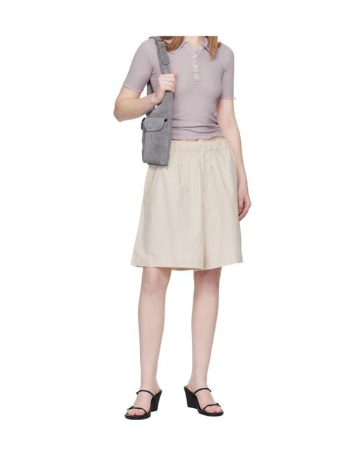 Baserange Natural Claude Striped Elasticated Shorts