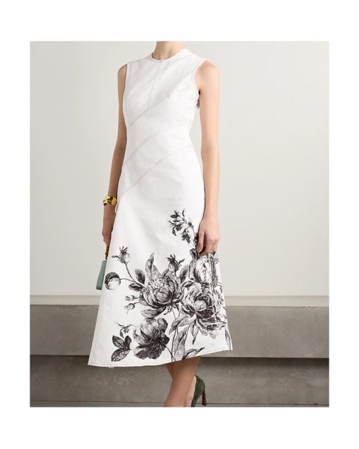 Erdem White Sleeveless Midi Dress
