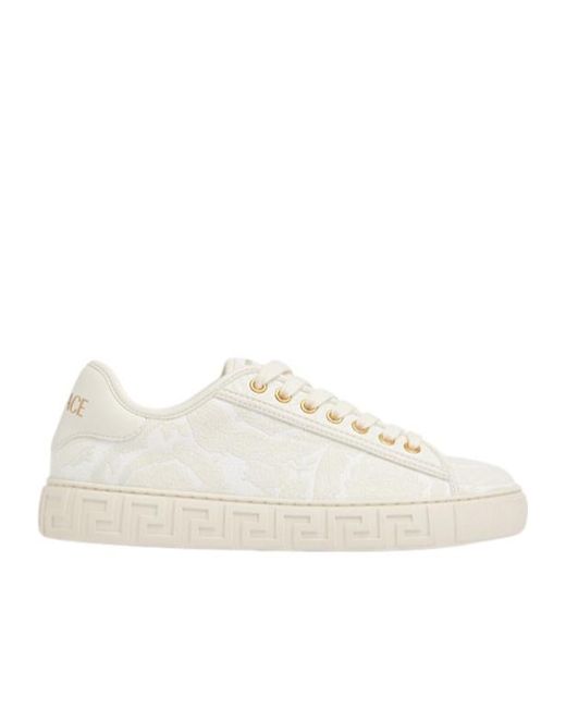 Versace White Lace-Up Low-Cut Casual Shoes for men