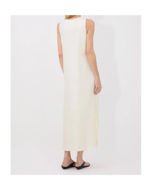 Loulou de Saison White Nada Side-Split Slip Midi Dress