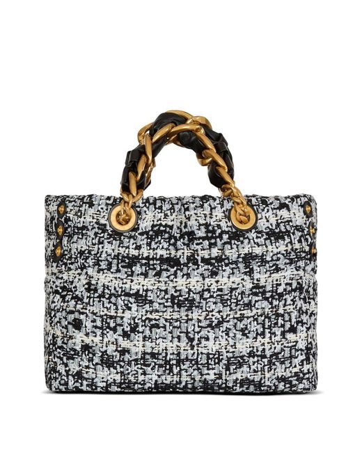 Balmain Black Small 1945 Soft Tweed Tote Bag